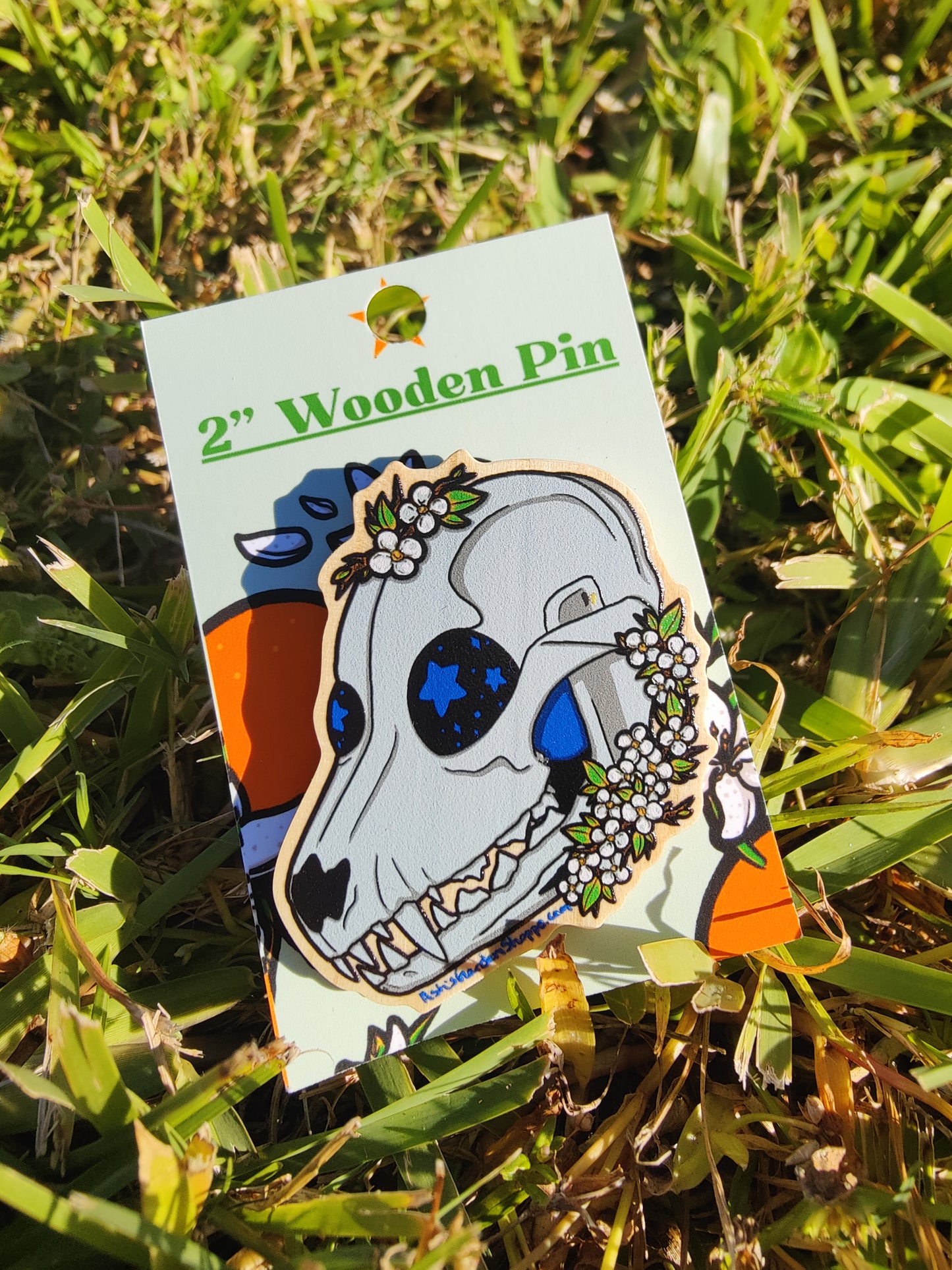 Canine Skull 2" Wooden Pin