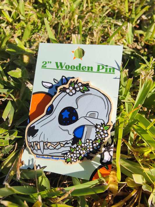 Canine Skull 2" Wooden Pin