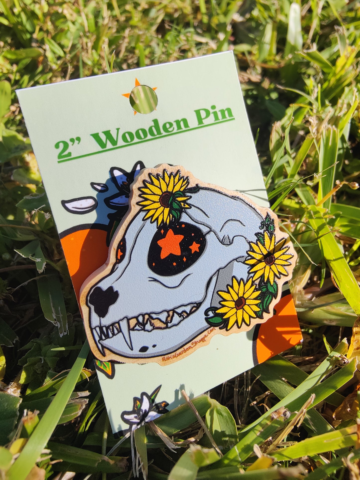 Feline Skull 2" Wooden Pin