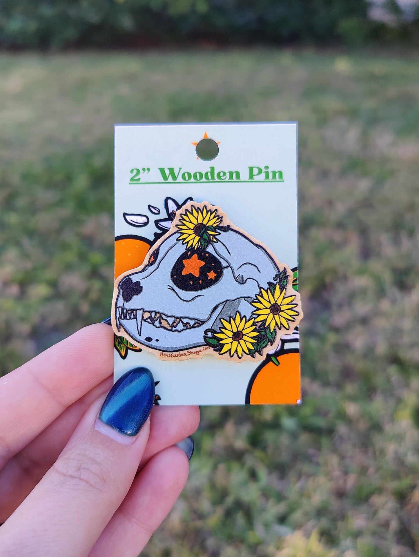 Feline Skull 2" Wooden Pin