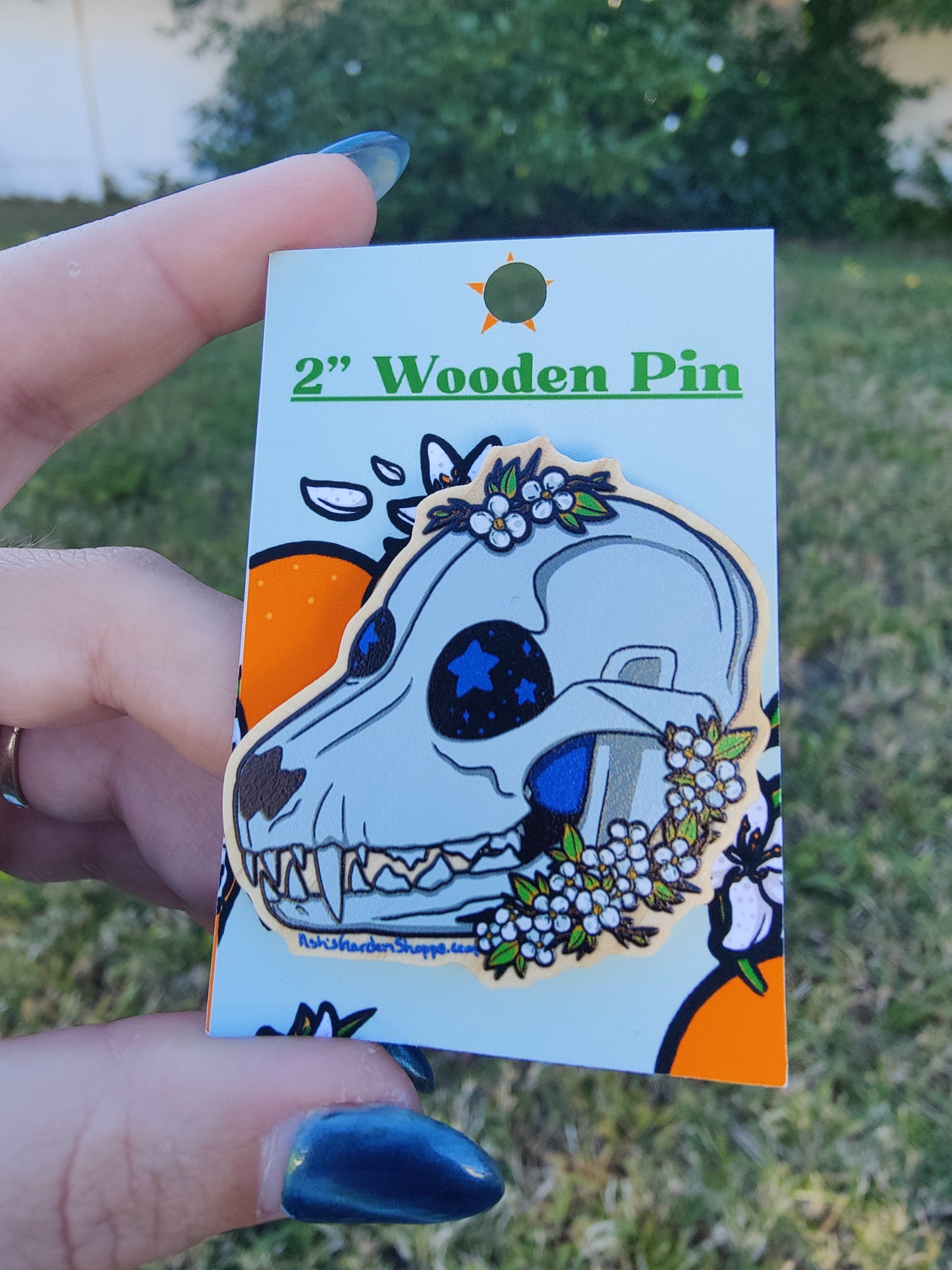 Canine Skull 2" Wooden Pin
