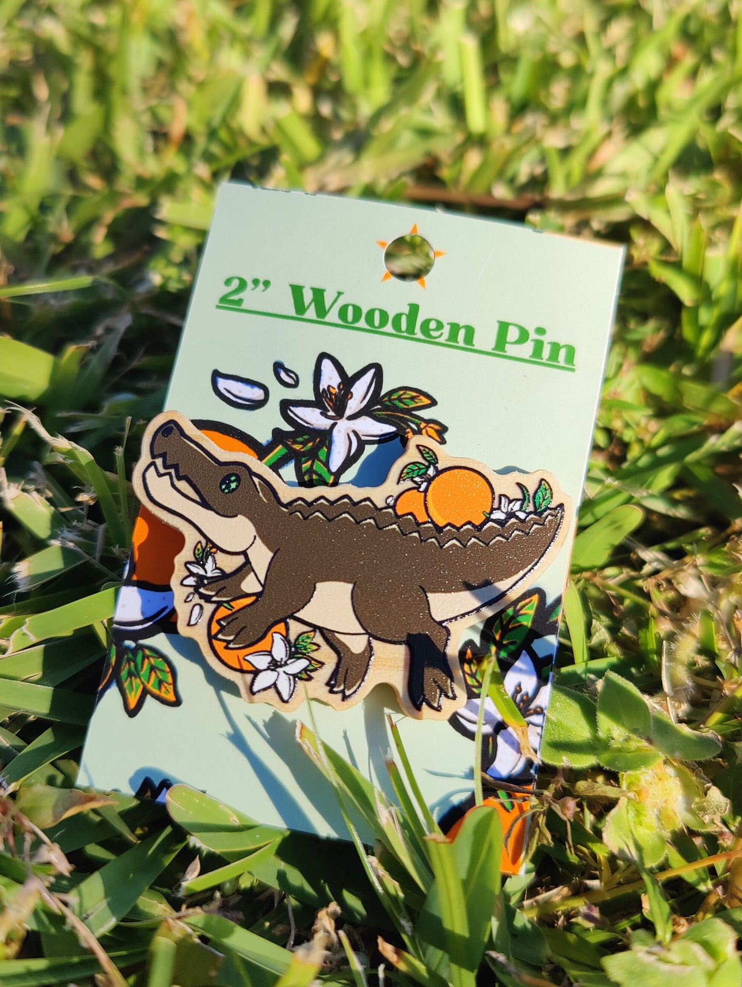 Mandarin Alligator 2" Wooden Pin