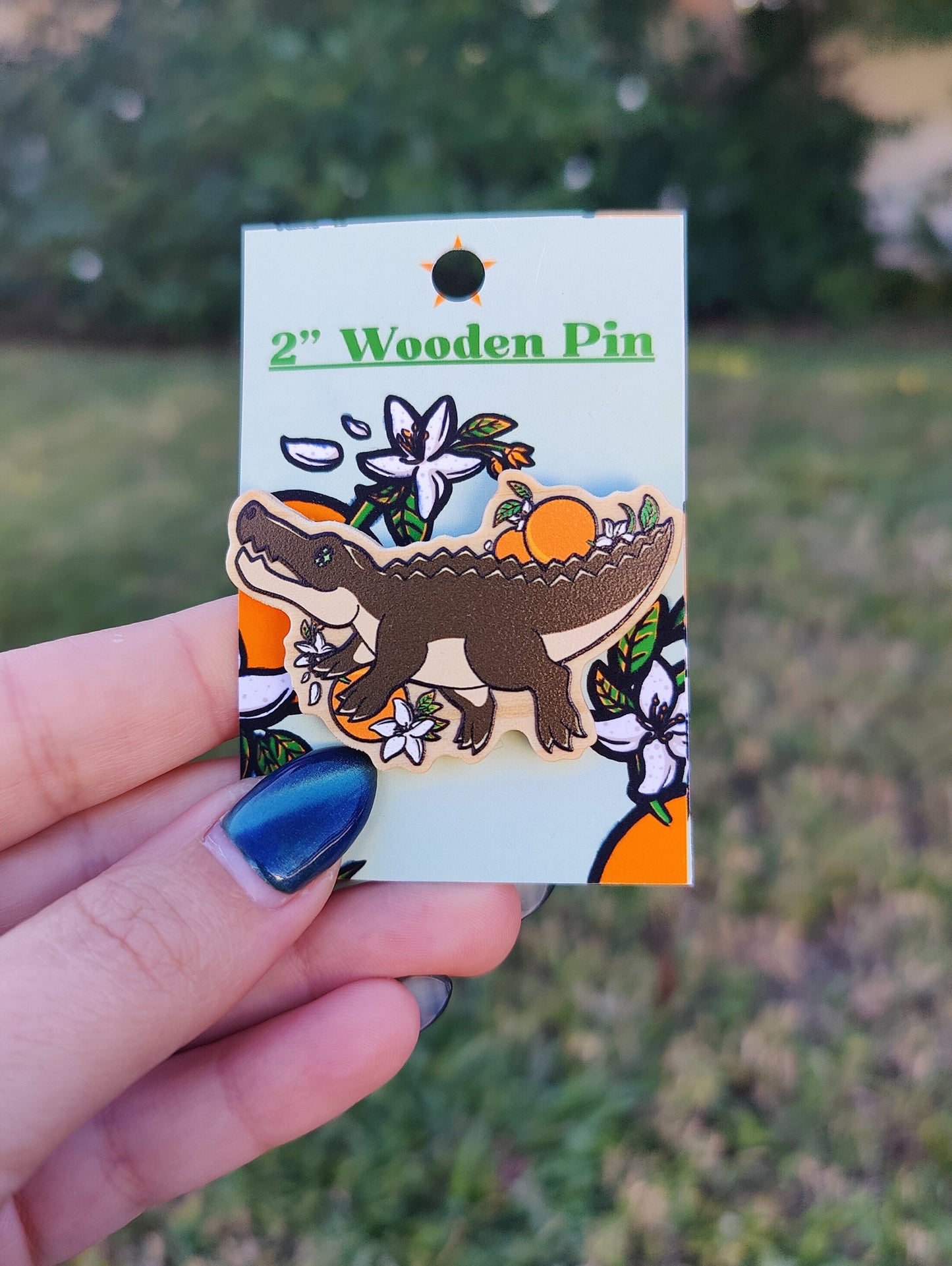 Mandarin Alligator 2" Wooden Pin