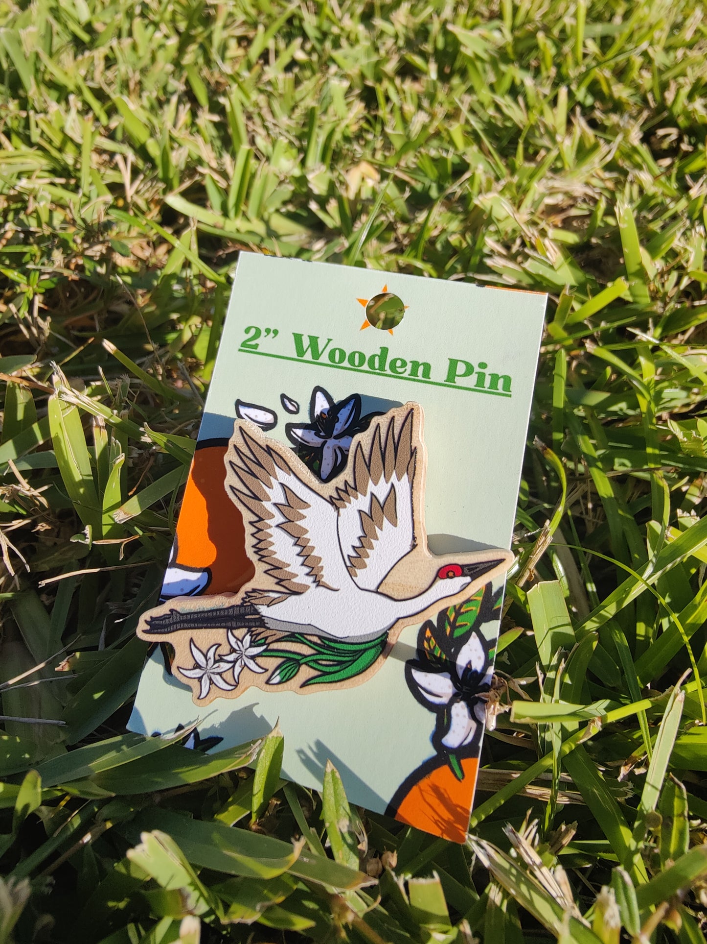Sandhill Crane 2" Wooden Pin