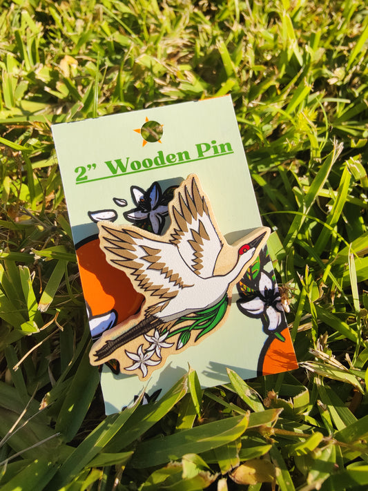 Sandhill Crane 2" Wooden Pin