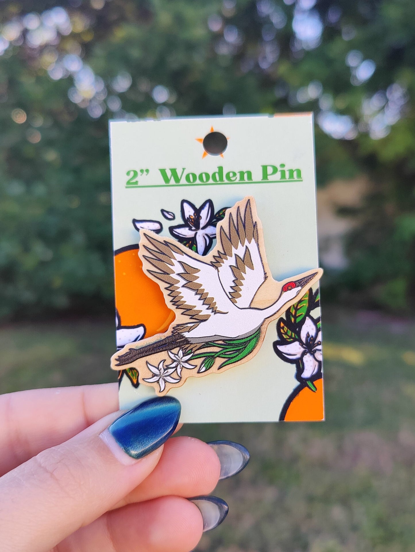 Sandhill Crane 2" Wooden Pin