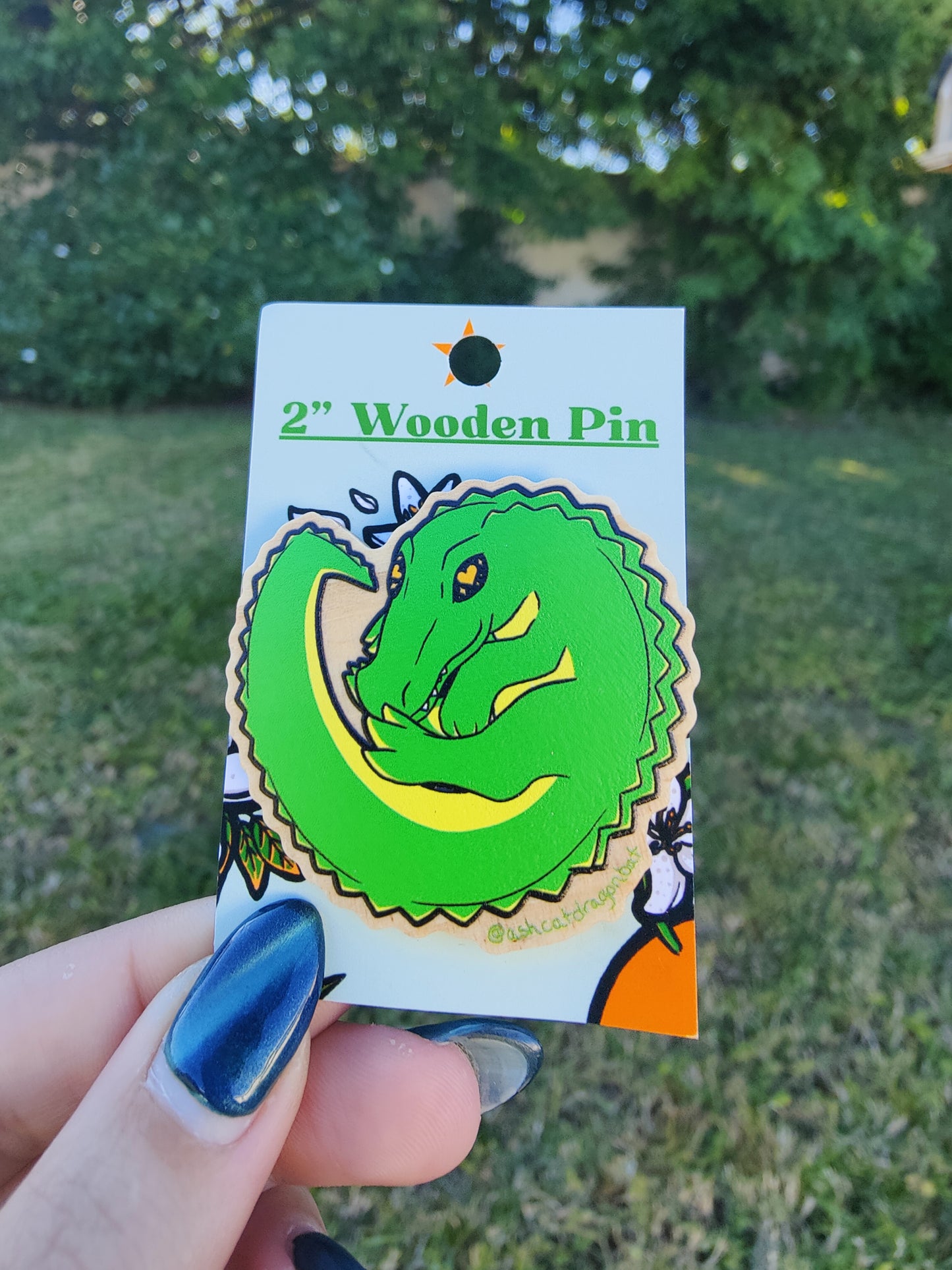 Ouroboros Heart Alligator 2" Wooden Pin