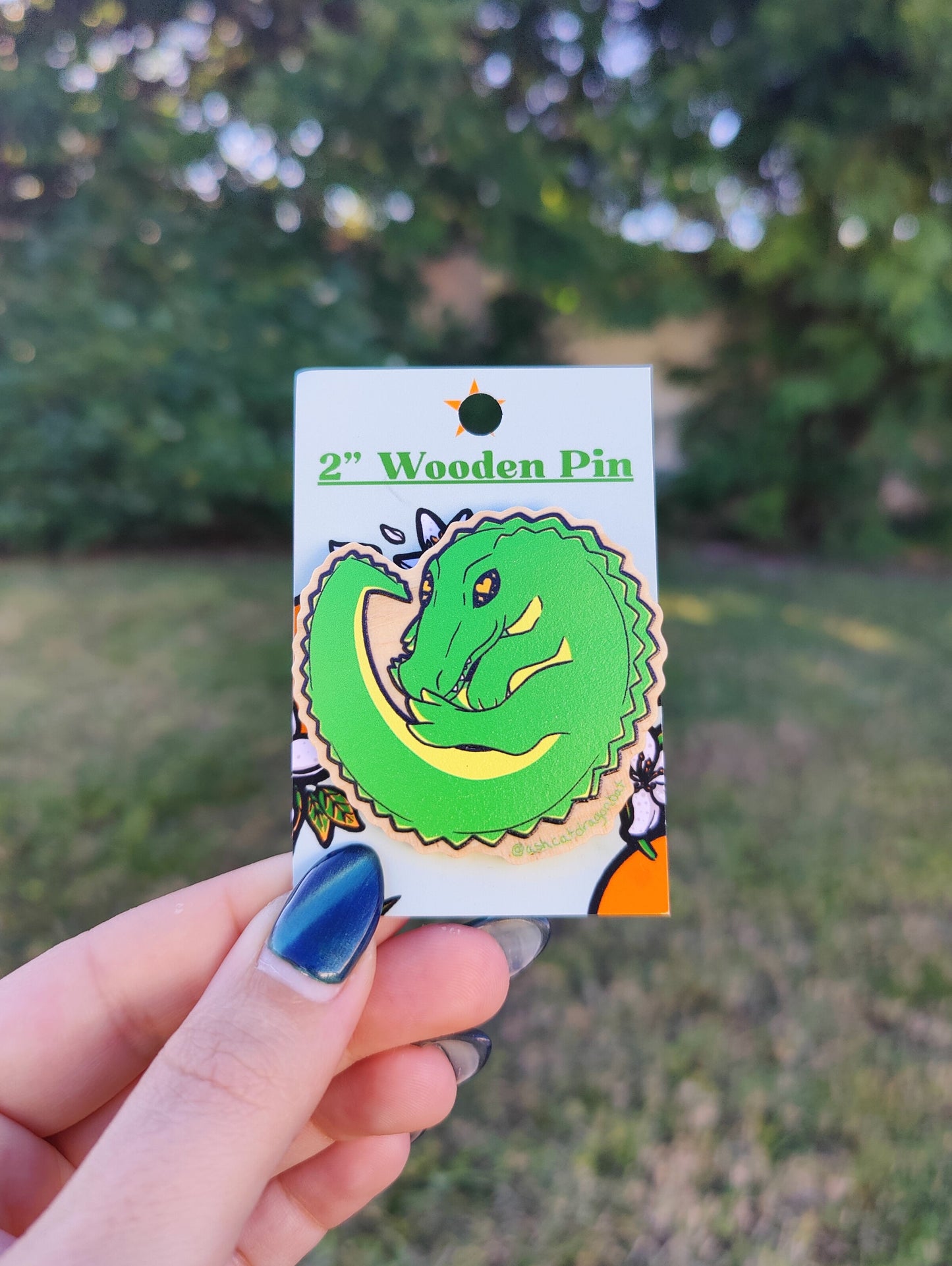 Ouroboros Heart Alligator 2" Wooden Pin