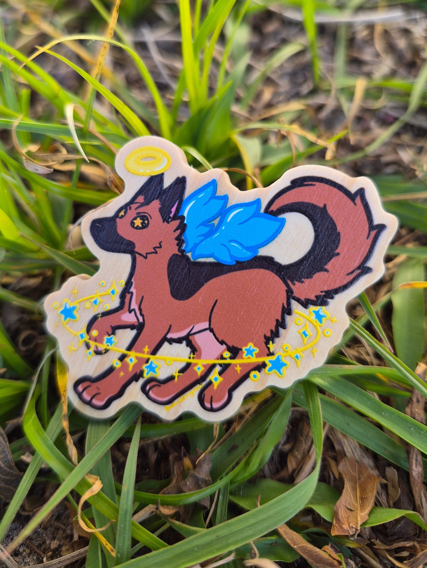 German Shepard Angel 2" Wooden Pin