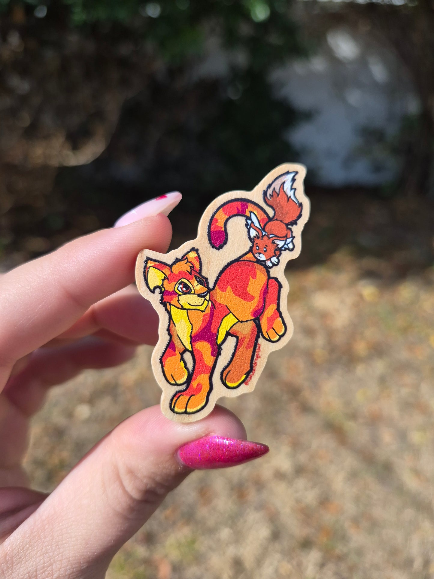 Fall Camoflauge Virtual Pet 2" Wooden Pin