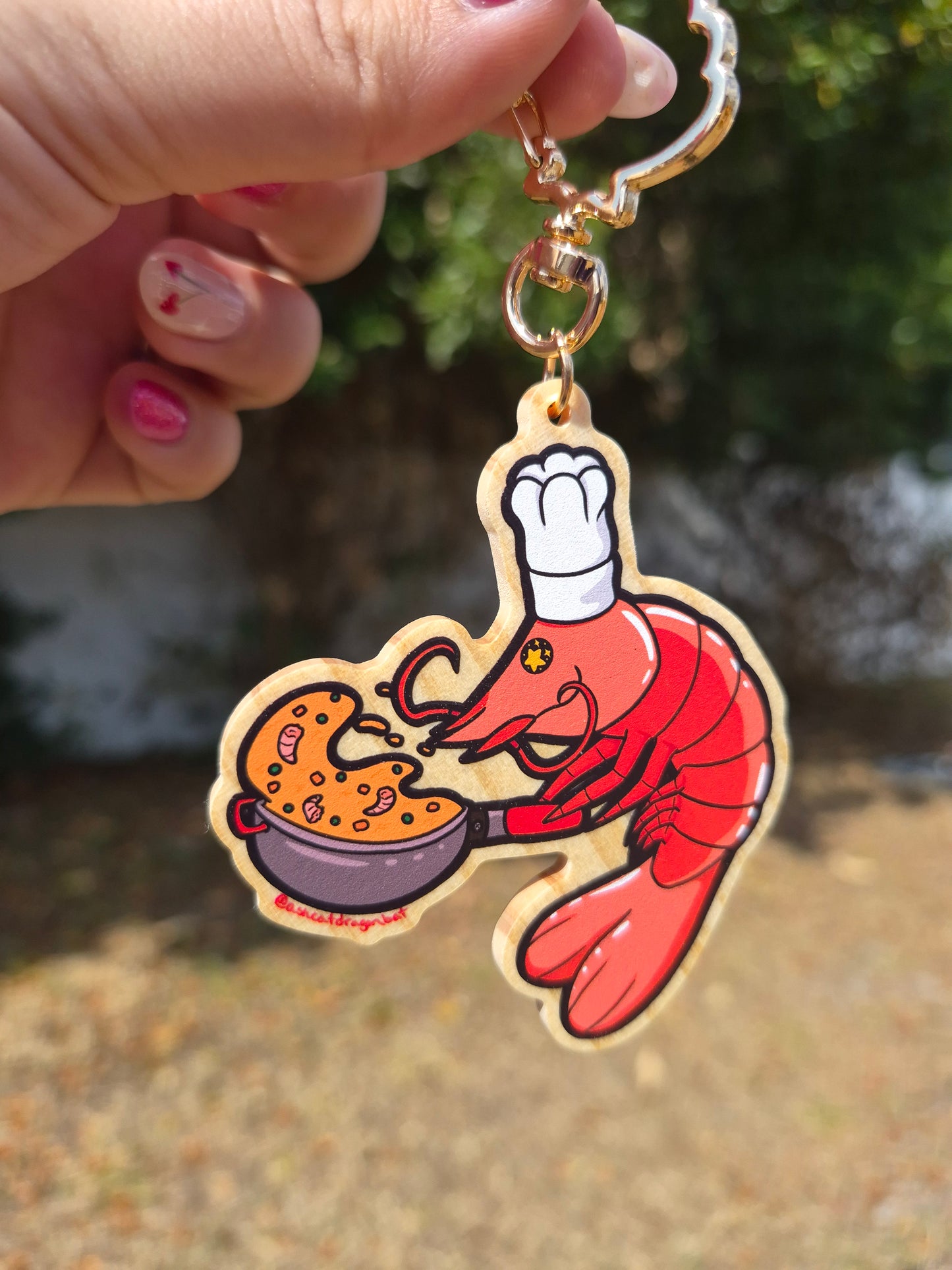 Shrimp Fried Rice 3" Wooden Charm