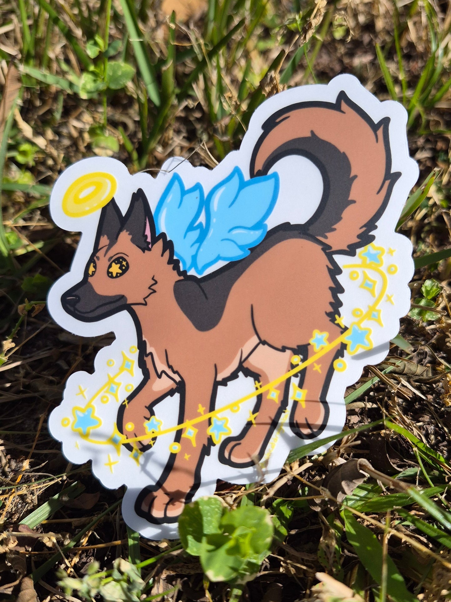 German Shepard Angel 4" Clear Matte Sticker