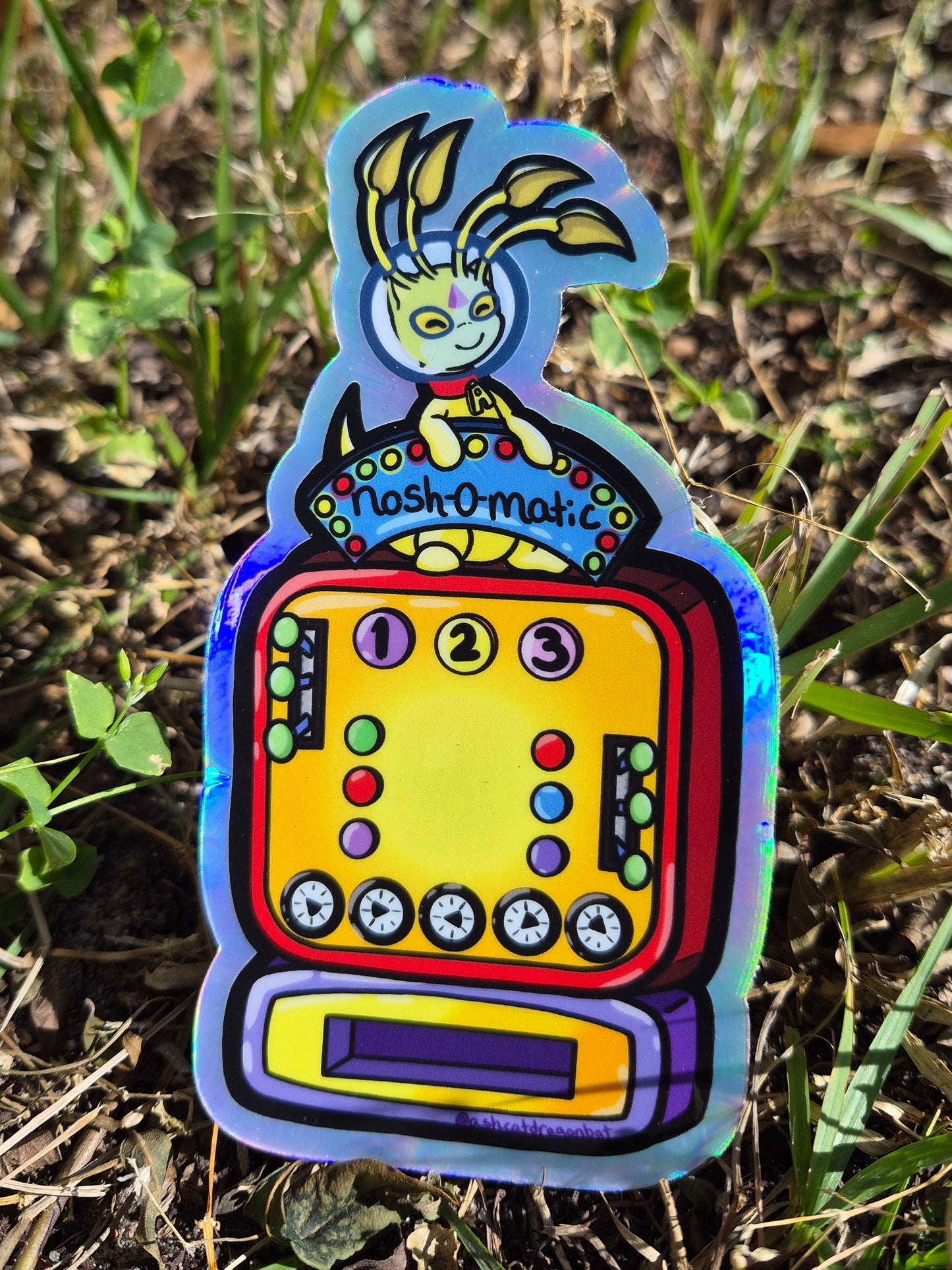 Alien Vending Machine Virtual Pet 5" Holographic Sticker