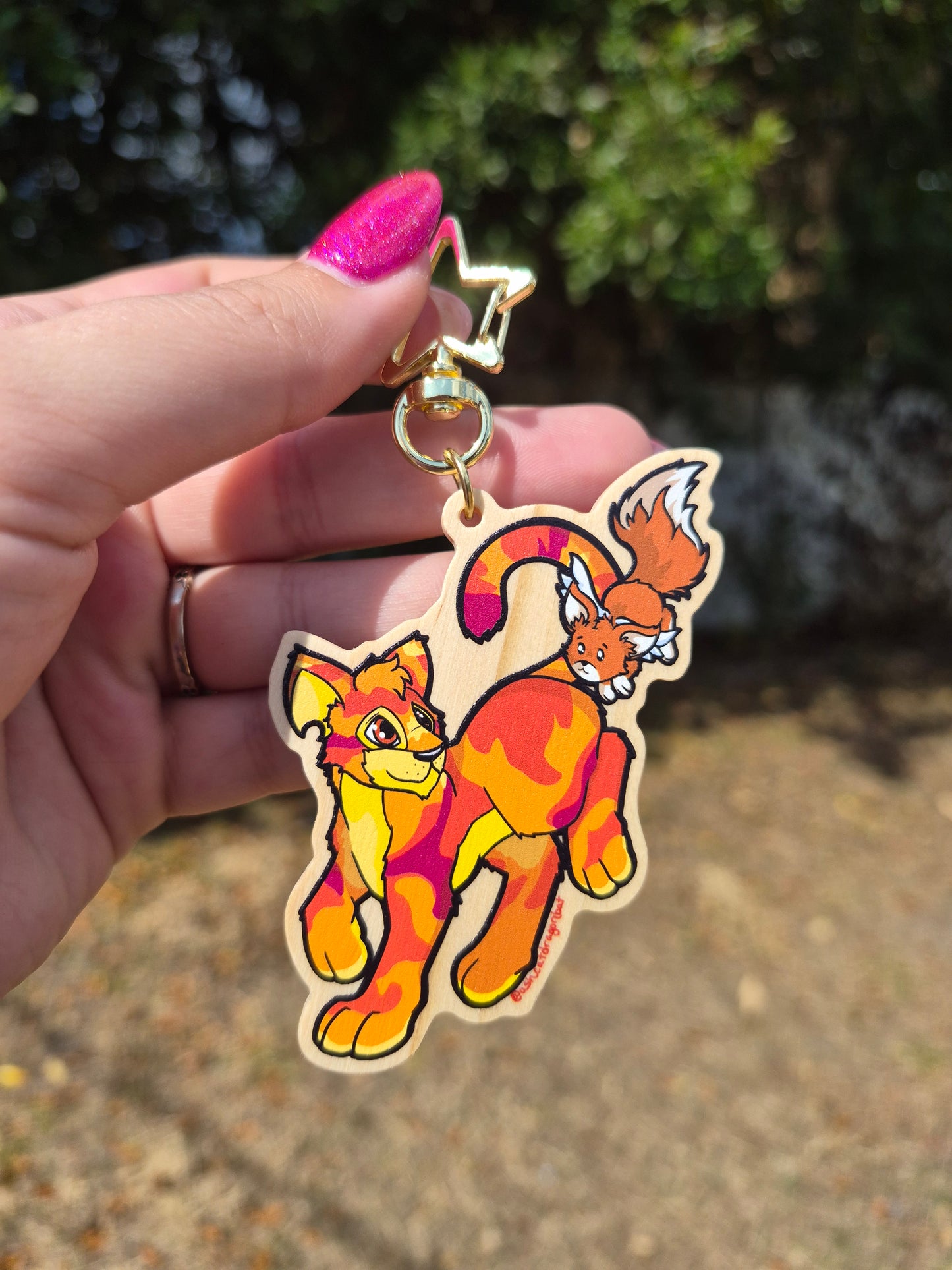 Fall Camoflauge Virtual Pet 3" Wooden Charm