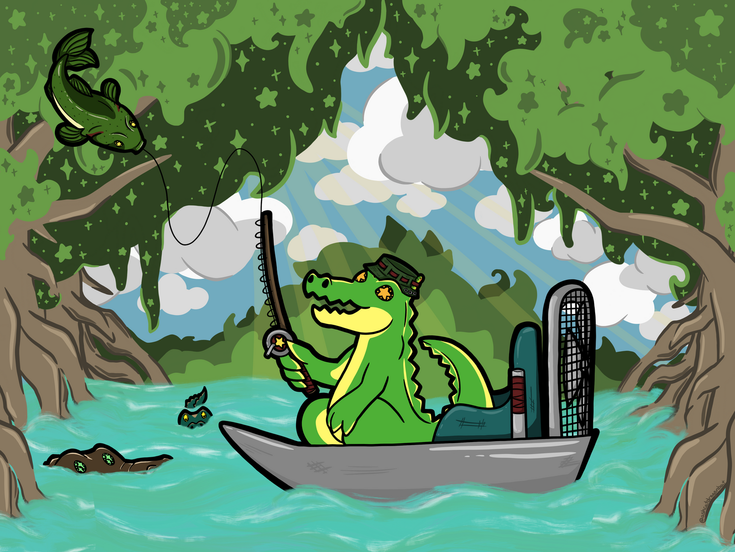 Gator Gone Fishin' 11x14 Matte Art Print