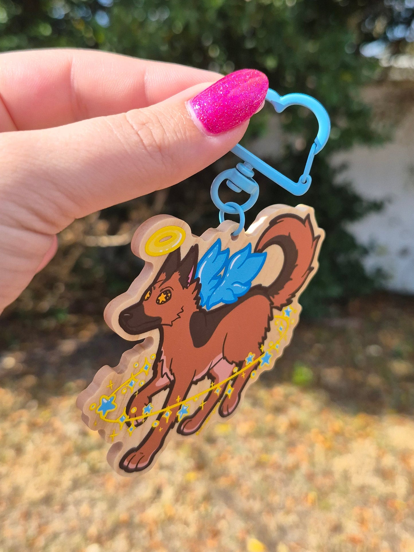 German Shepard Angel 3" Wooden Charm