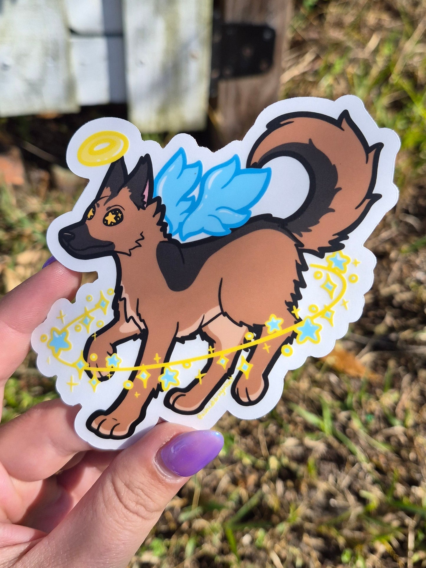 German Shepard Angel 4" Clear Matte Sticker