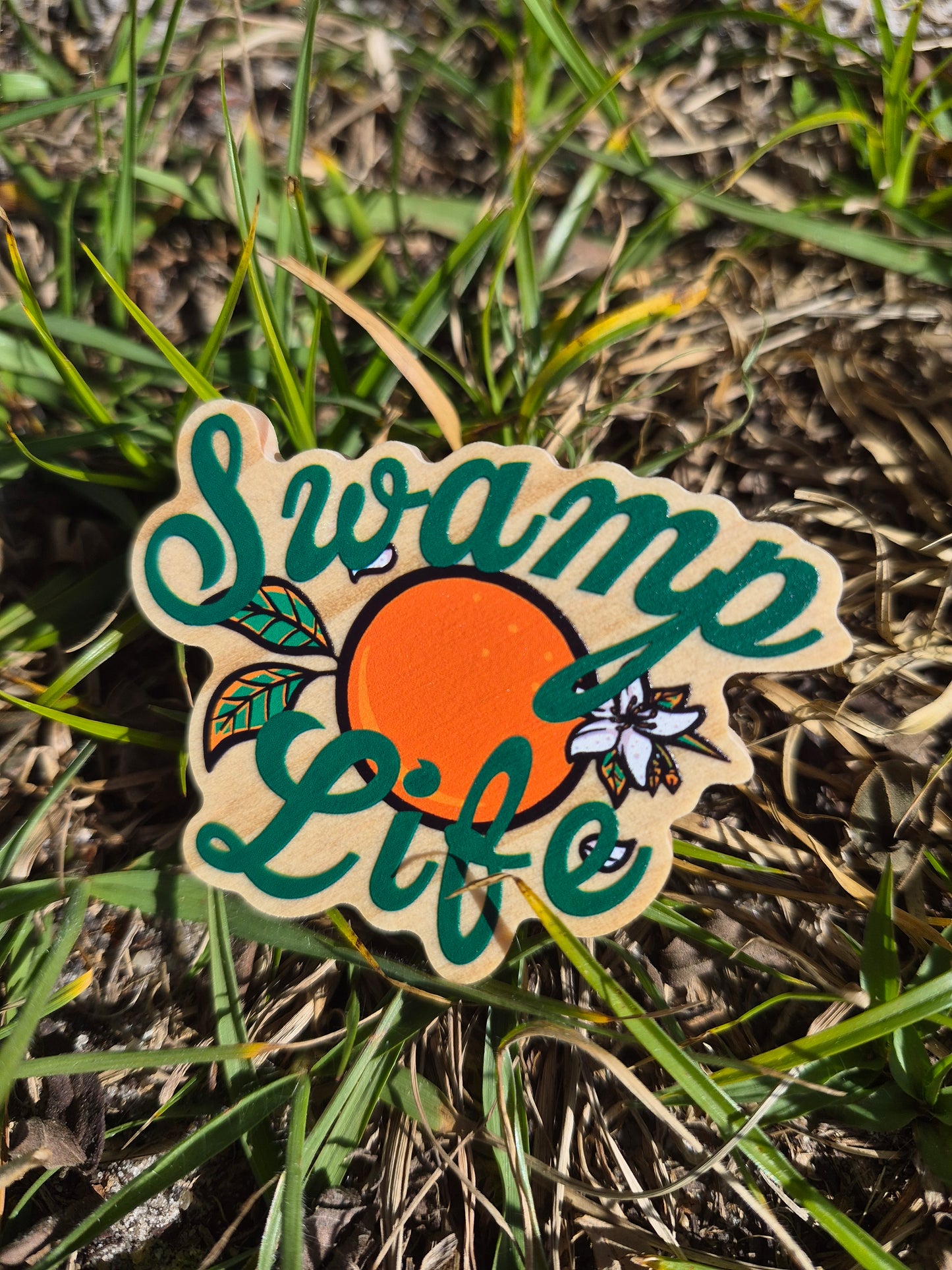 Swamp Life 2.5" Wooden Pin Badge