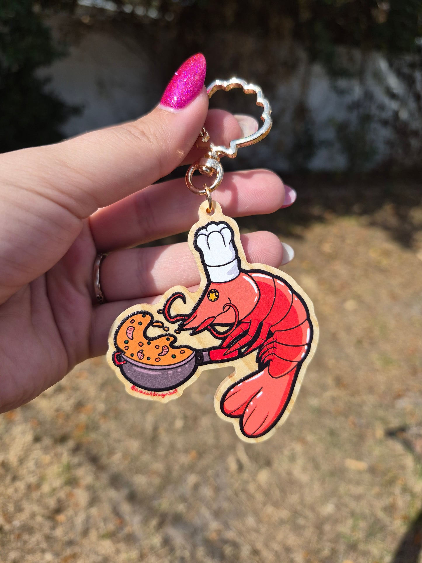 Shrimp Fried Rice 3" Wooden Charm