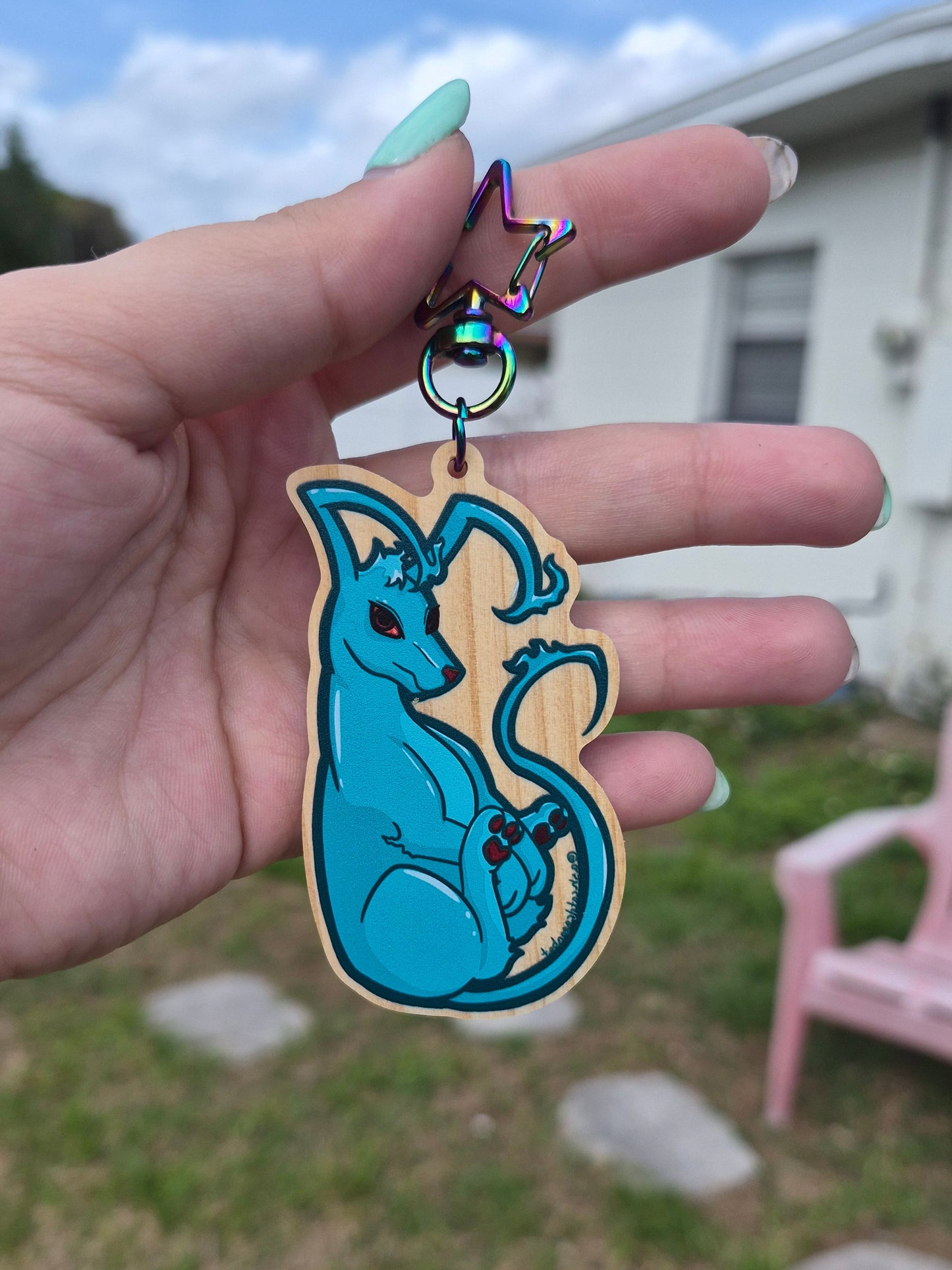 Ghost Gelert Virtual Pet 3" Wooden Charm