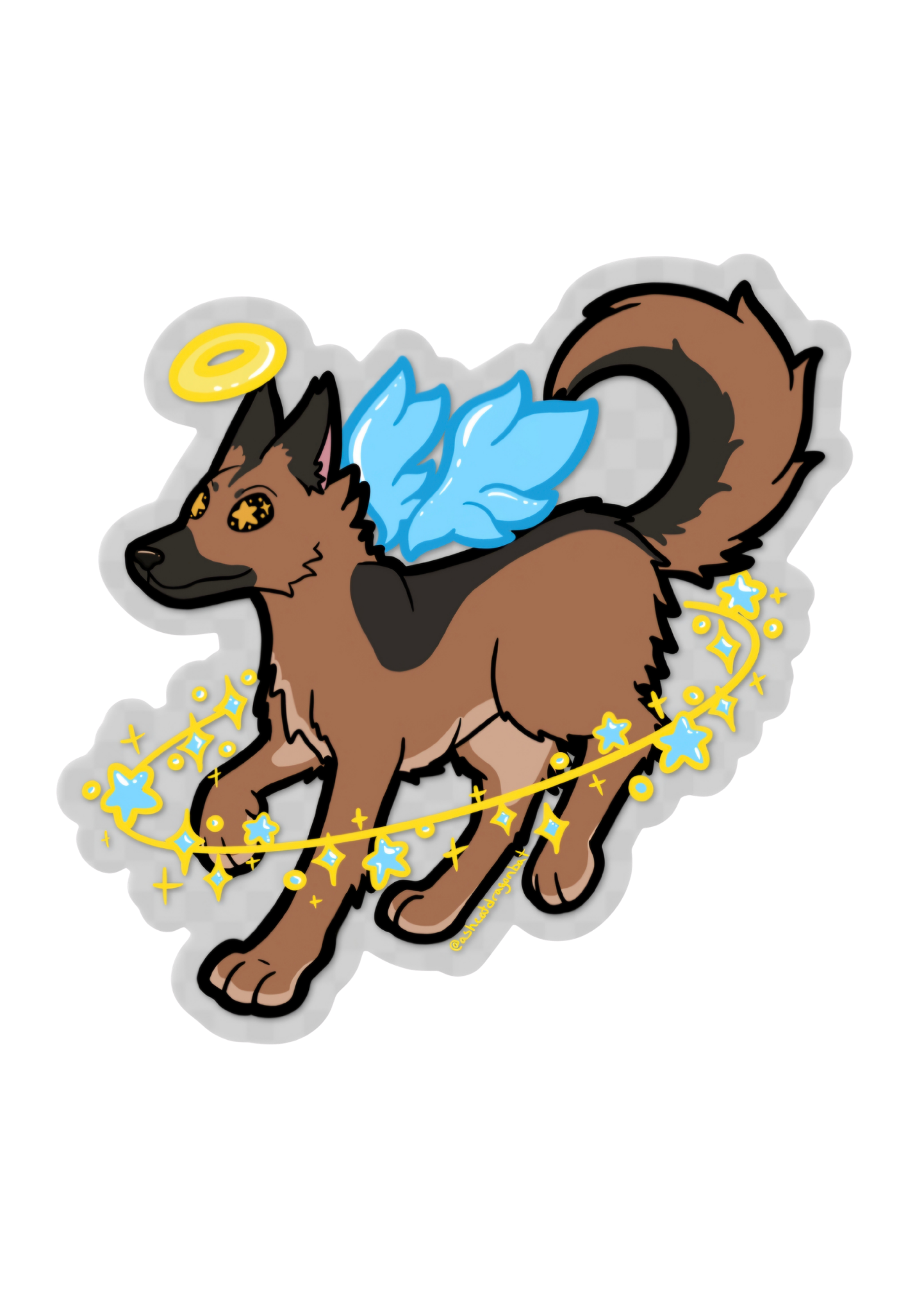 German Shepard Angel 4" Clear Matte Sticker