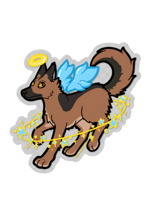 German Shepard Angel 4" Clear Matte Sticker