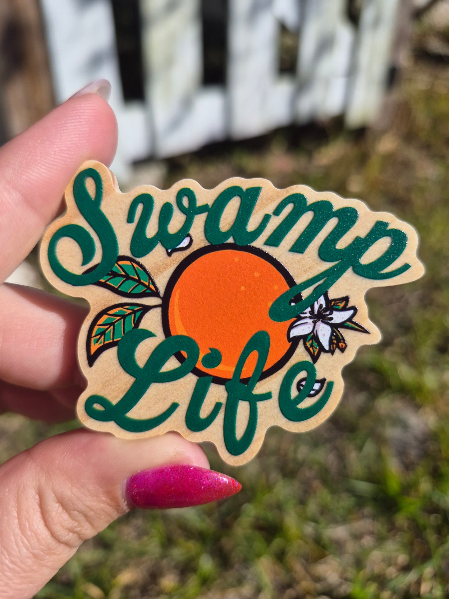 Swamp Life 2.5" Wooden Pin Badge