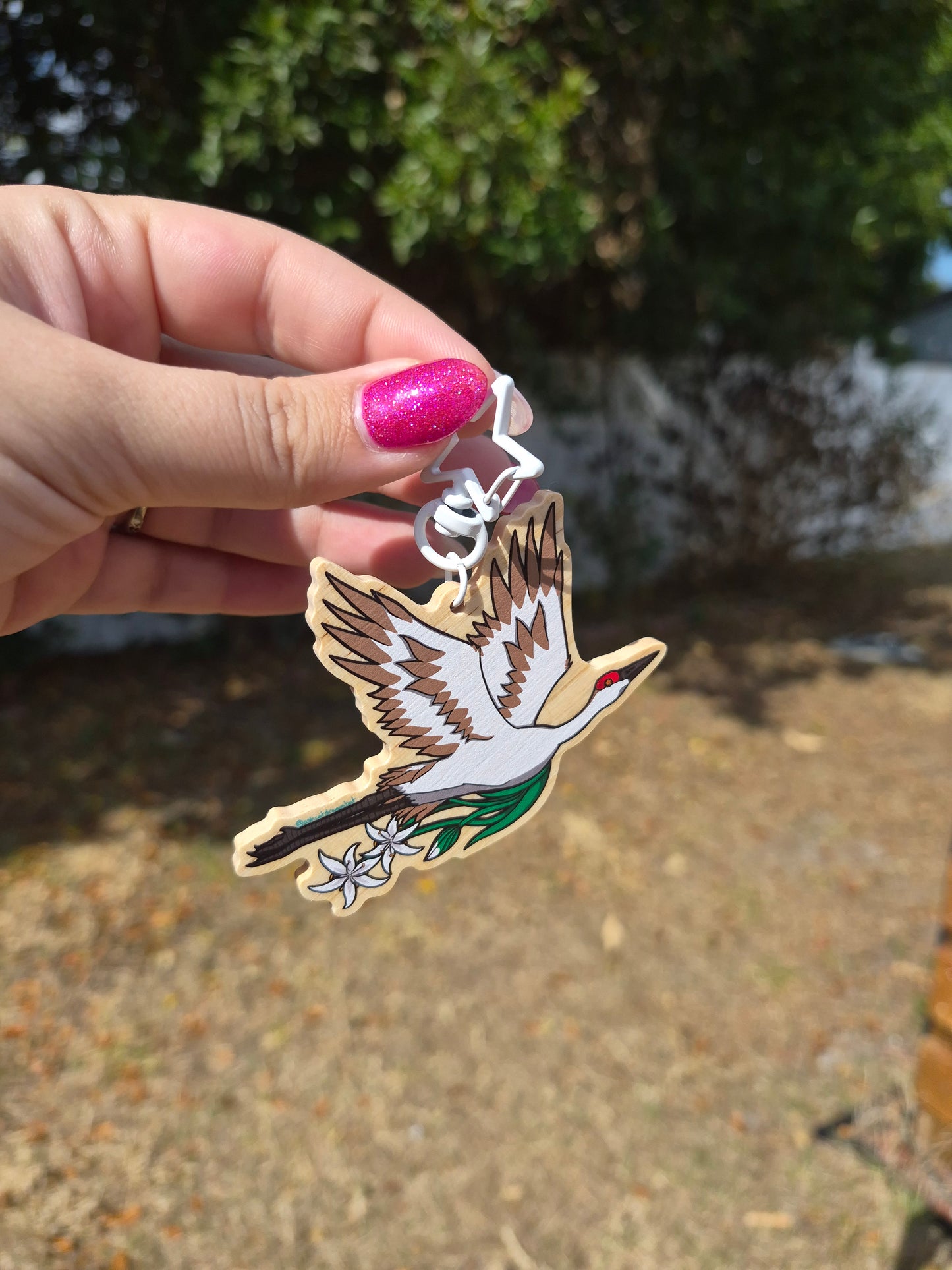 Sandhill Crane 3" Wooden Charm