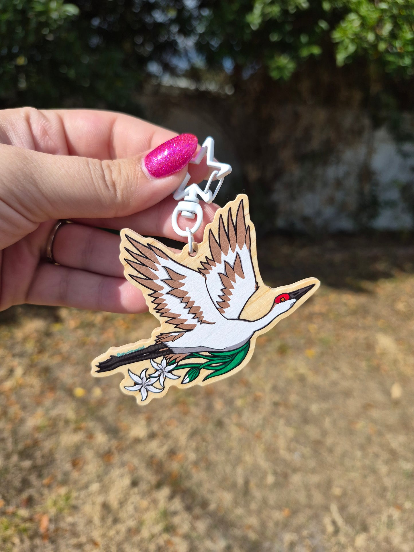 Sandhill Crane 3" Wooden Charm