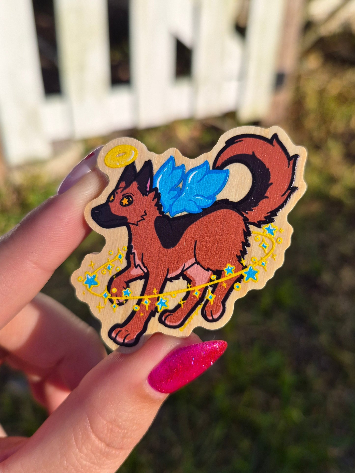 German Shepard Angel 2" Wooden Pin