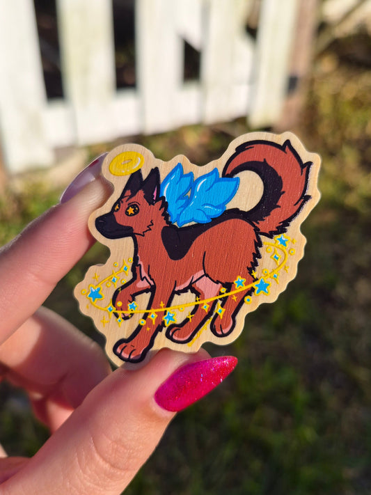 German Shepard Angel 2" Wooden Pin