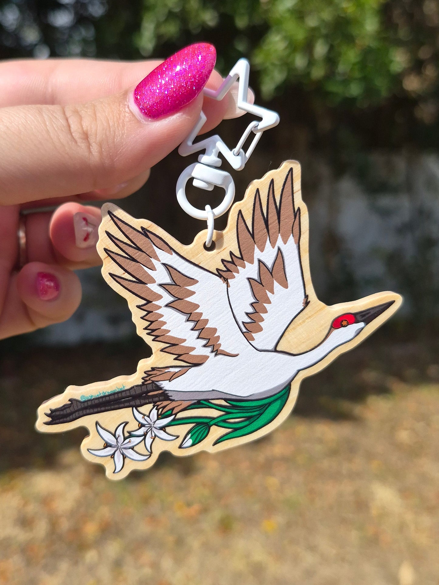 Sandhill Crane 3" Wooden Charm