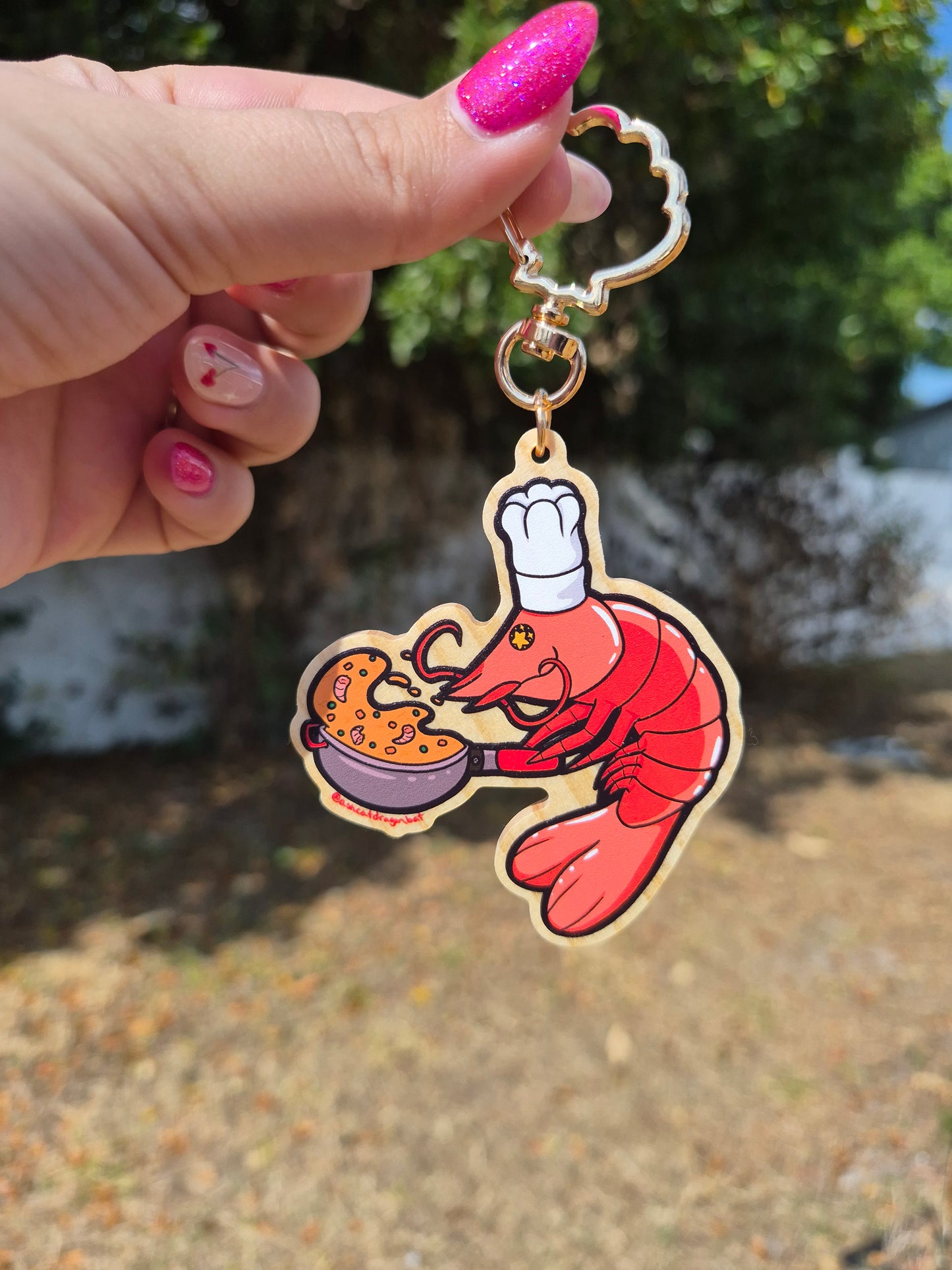 Shrimp Fried Rice 3" Wooden Charm