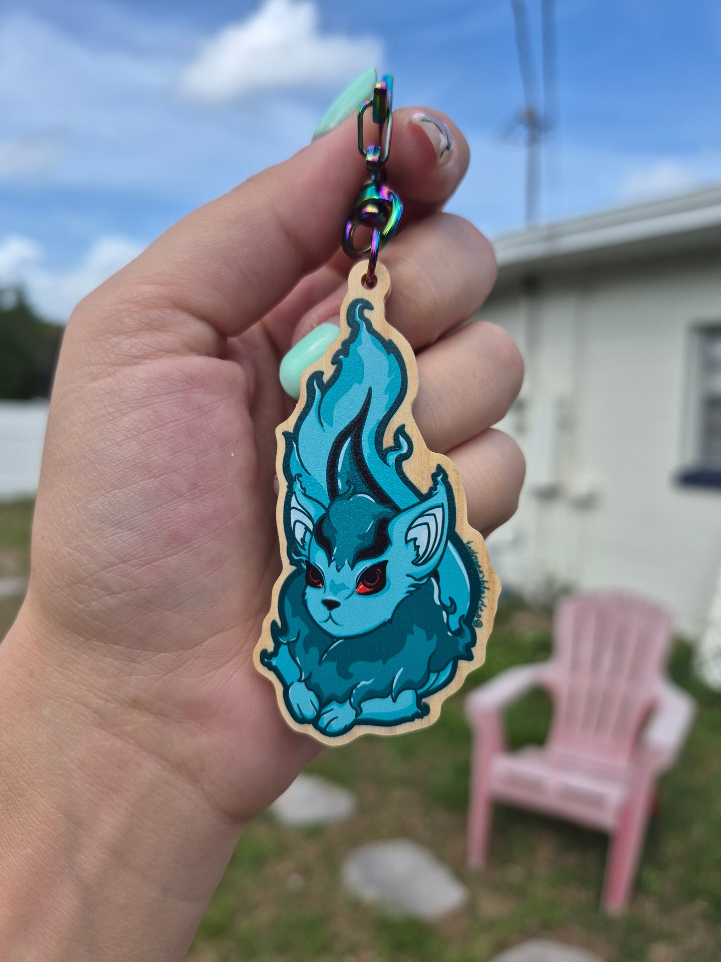 Ghost Xwee Virtual Pet 3" Wooden Charm