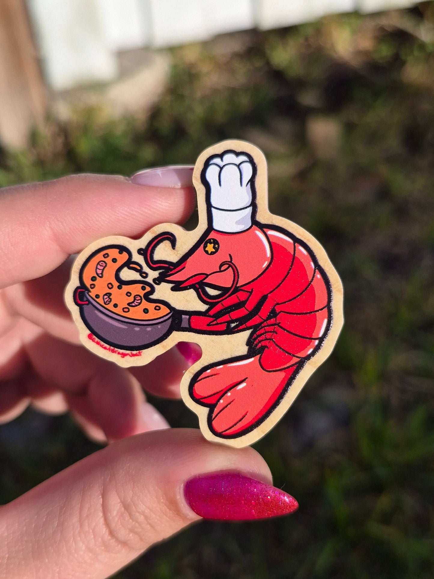 Shrimp Fried Rice 2" Wooden Pin