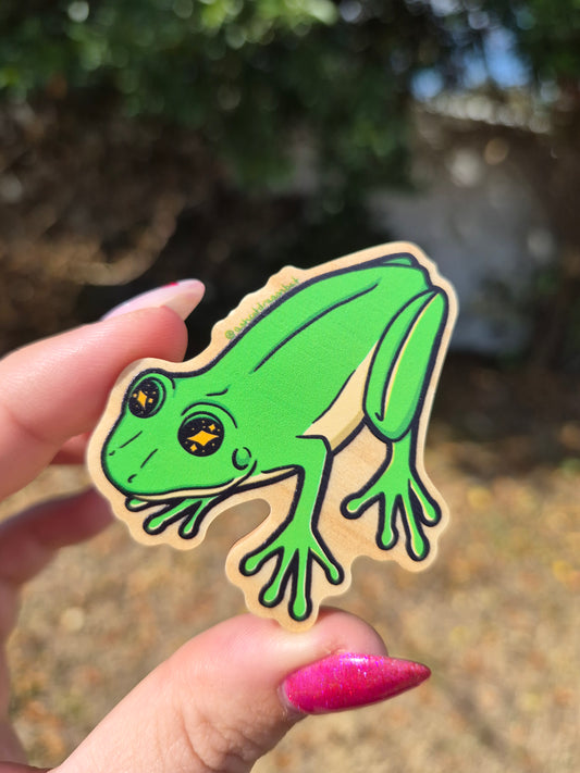 Green Tree Frog 2" Wooden Pin