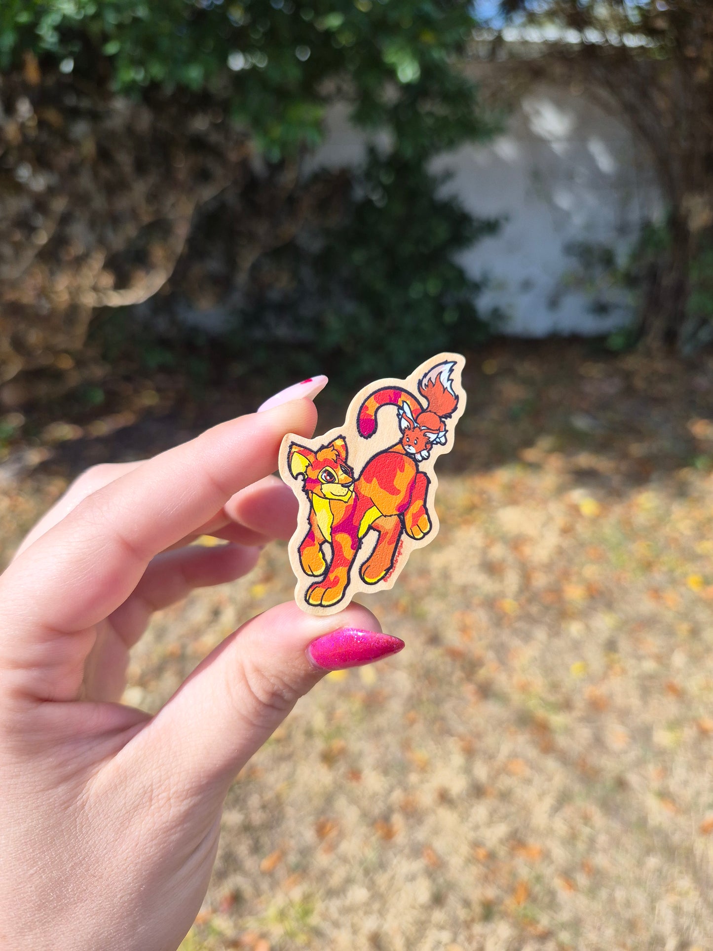 Fall Camoflauge Virtual Pet 2" Wooden Pin