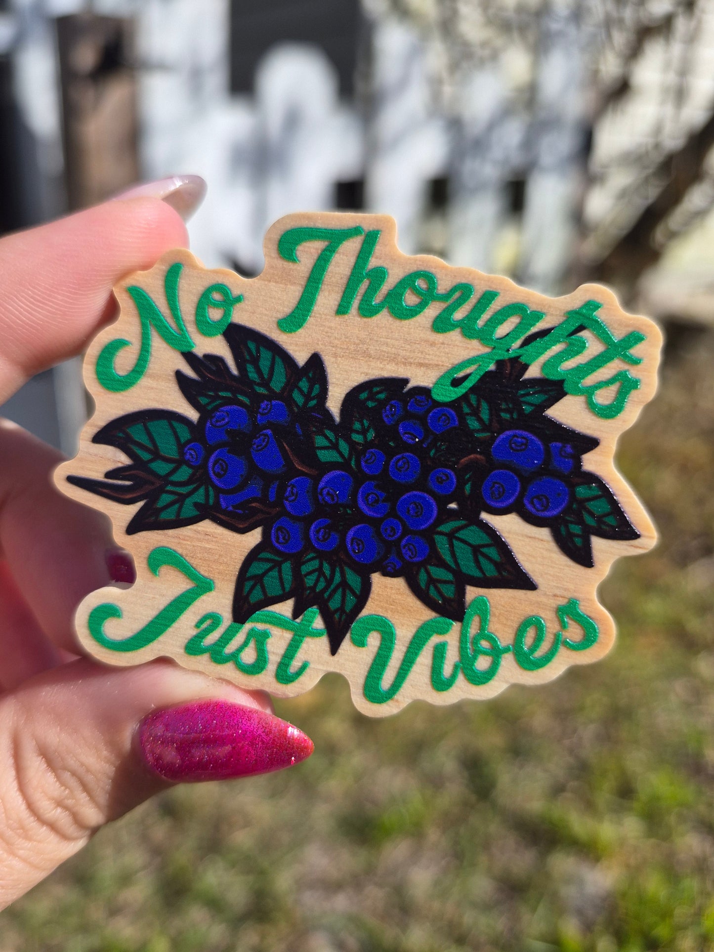 No Thoughts, Just Vibes 2.5" Wooden Pin Badge