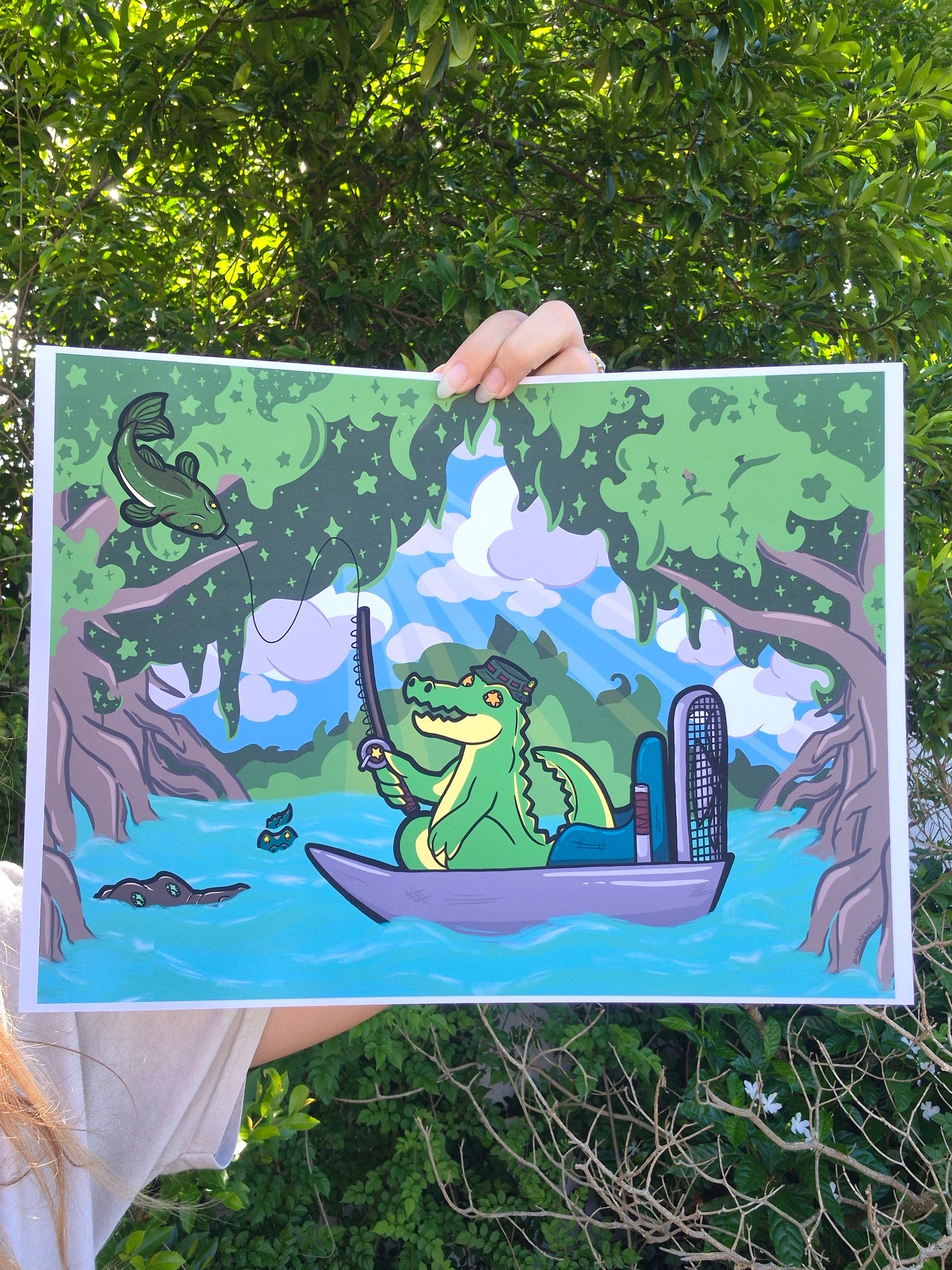 Gator Gone Fishin' 11x14 Matte Art Print