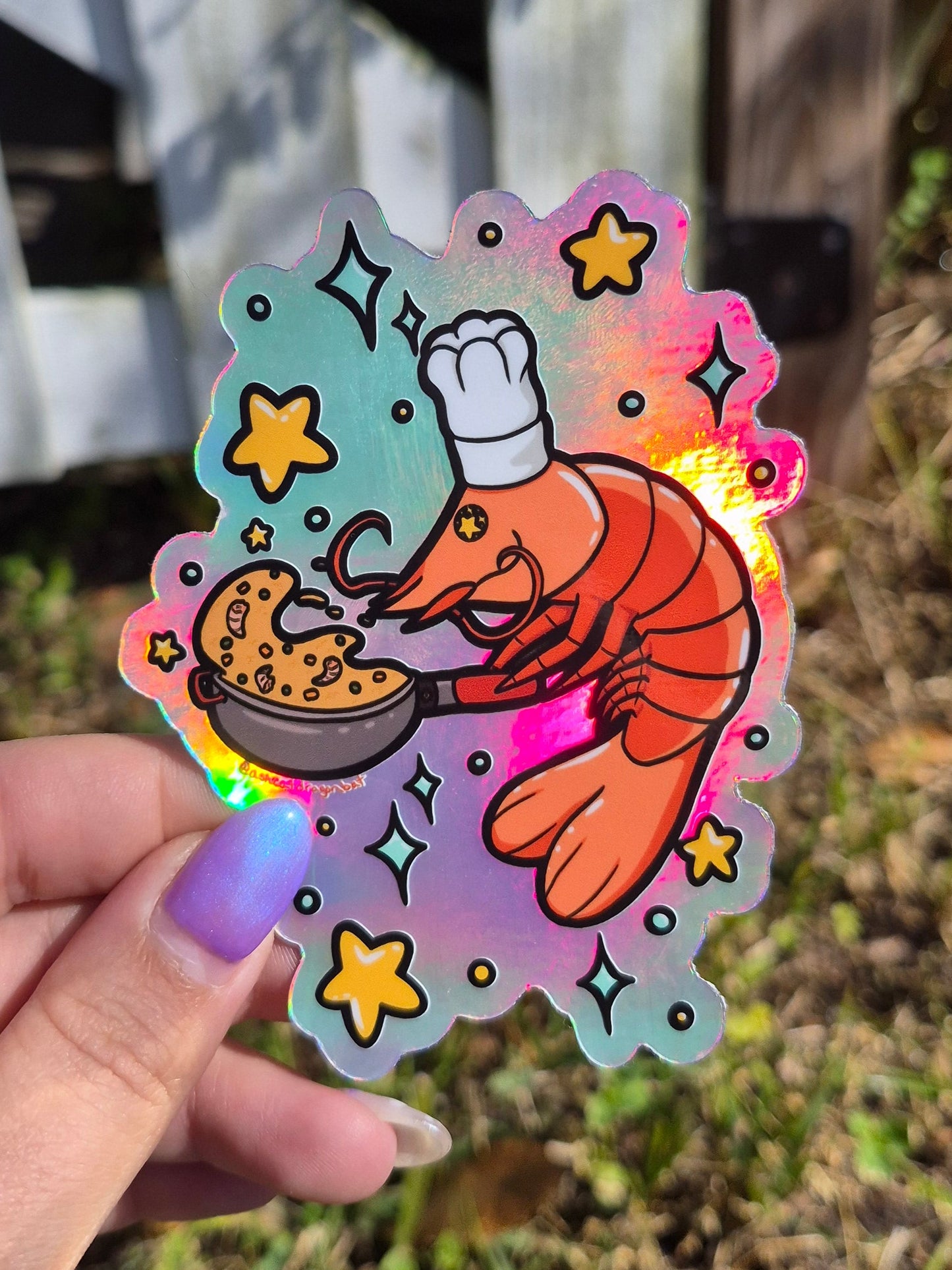 Shrimp Fried Rice 4" Holographic Sticker