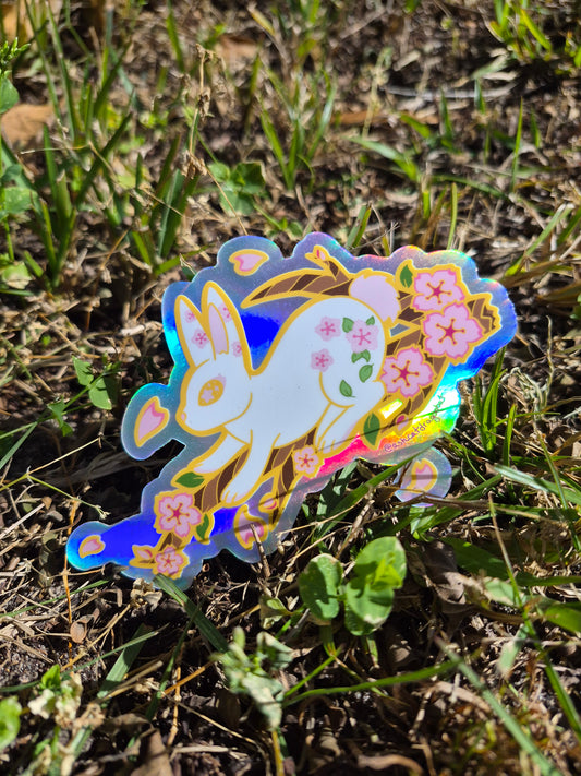 Sakura Bunny 5" Holographic Sticker